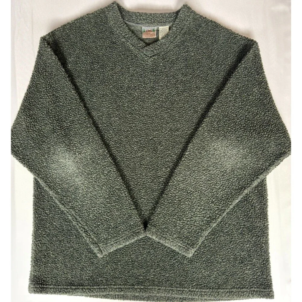 EMS Eastern Mountain Sports Pullover Sweater Mens L Green Made USA